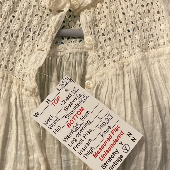 Vintage cream long christening linen gown with extra fabric in the hem.  Box A - Picture 6 of 6